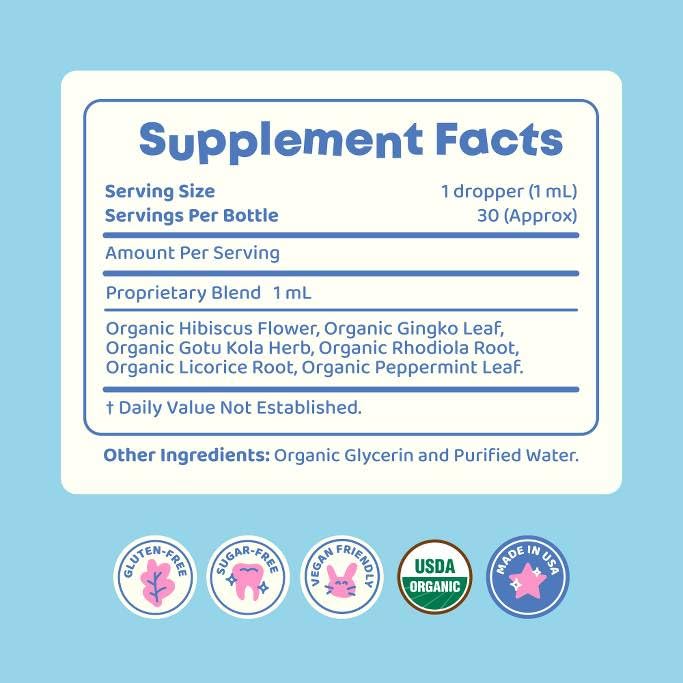 JoySpring Genius Drops Smartberry Vanilla | Herbal Focus Support for Kids with Ginkgo Biloba, Licorice Root, Gotu Kola Extract, Peppermint Leaf | Liquid Cognitive Wellness Formula|1fl oz (30 Servings)