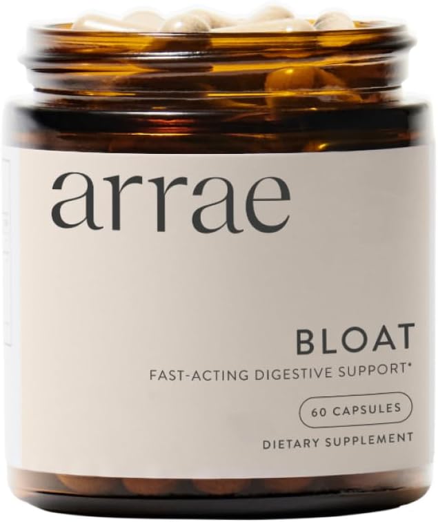 Arrae Fast-Acting Bloating Relief Digestive Enzymes, All Natural Bloat, Gas & Indigestion Relief Capsules, 60 Count