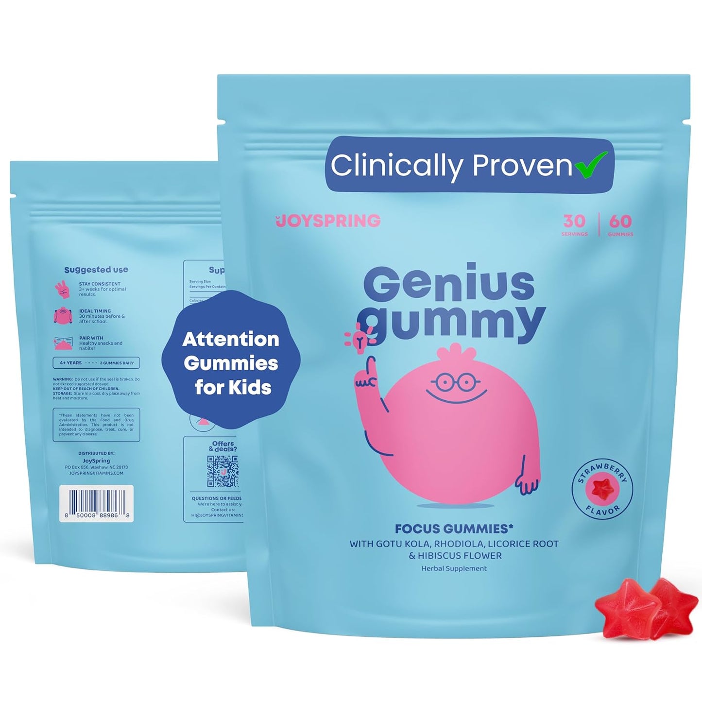 JoySpring Genius Drops Smartberry Vanilla | Herbal Focus Support for Kids with Ginkgo Biloba, Licorice Root, Gotu Kola Extract, Peppermint Leaf | Liquid Cognitive Wellness Formula|1fl oz (30 Servings)