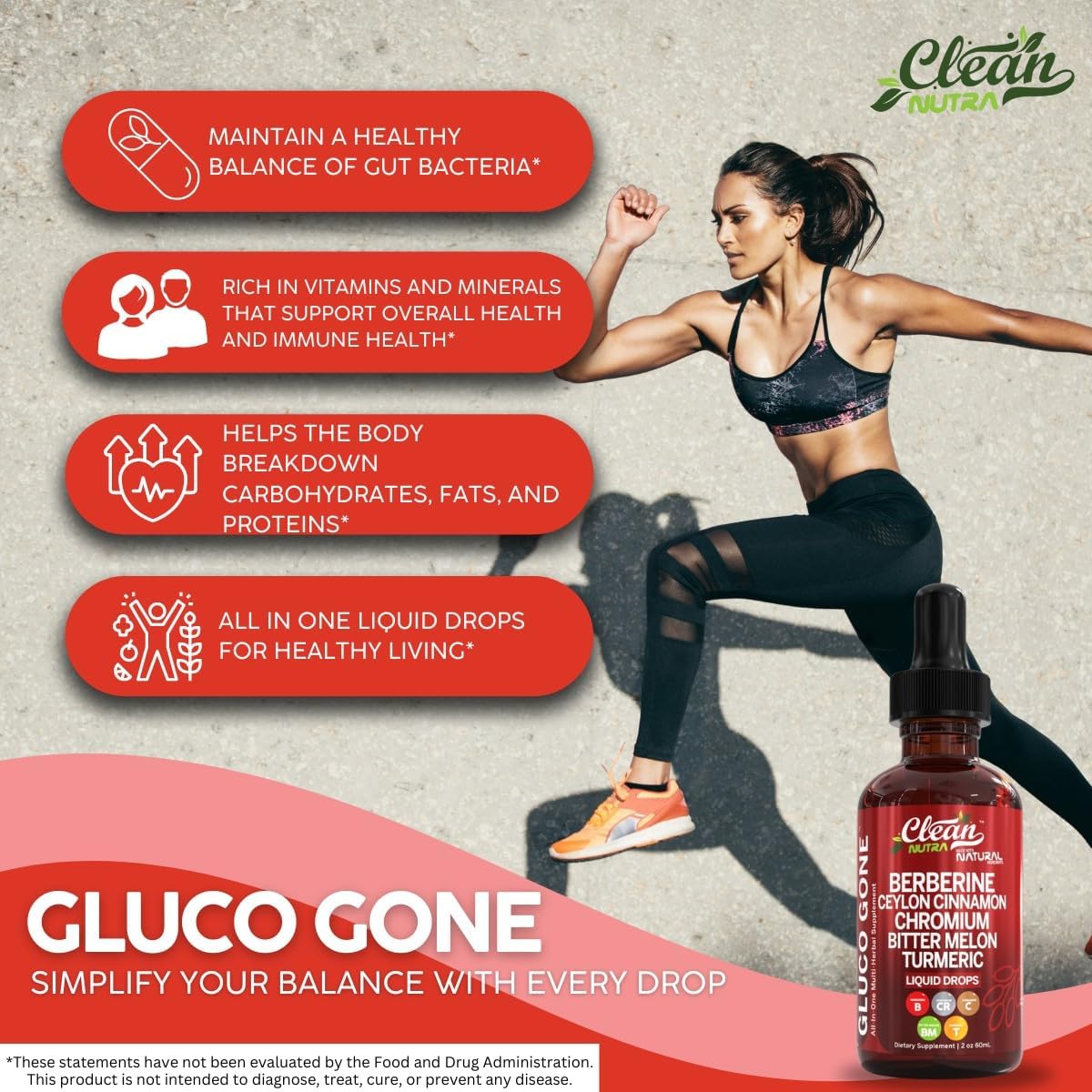 Clean Nutra Berberine with Ceylon Cinnamon Supplement Liquid Drops + Bitter Melon Extract, Glucomannan, Gymnema, Chromium, Turmeric, Organic Panax Ginseng, Moringa GLP-1 Support
