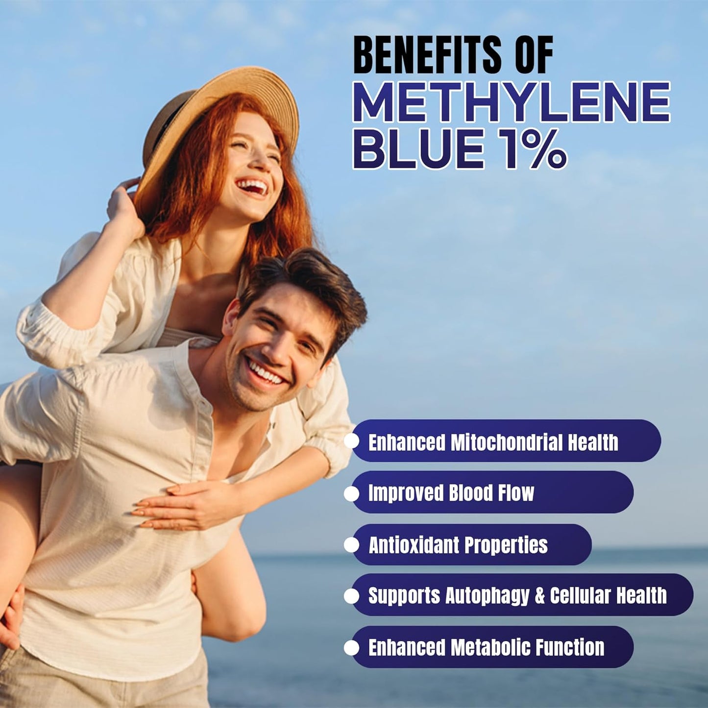 Methylene Blue Pharmaceutical Grade 99.99% with Dropper, Health Dietary Supplement for Humans, No Formaldehyde, Made in USA (1% 50ml Bottle)
