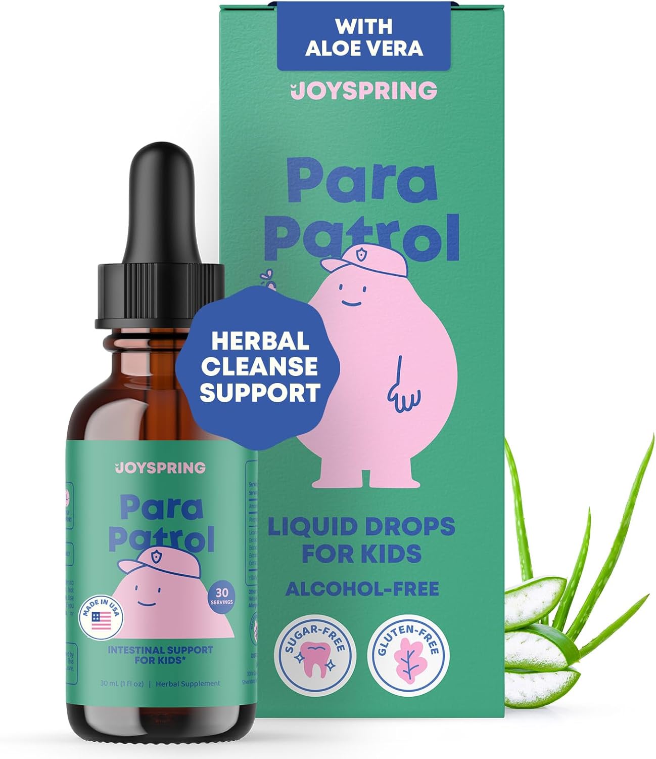 JoySpring Kids' Liquid Cleanse – Natural Liquid Detox, Alcohol-Free Supplement for Digestive Health (1 fl oz) 30 Servings